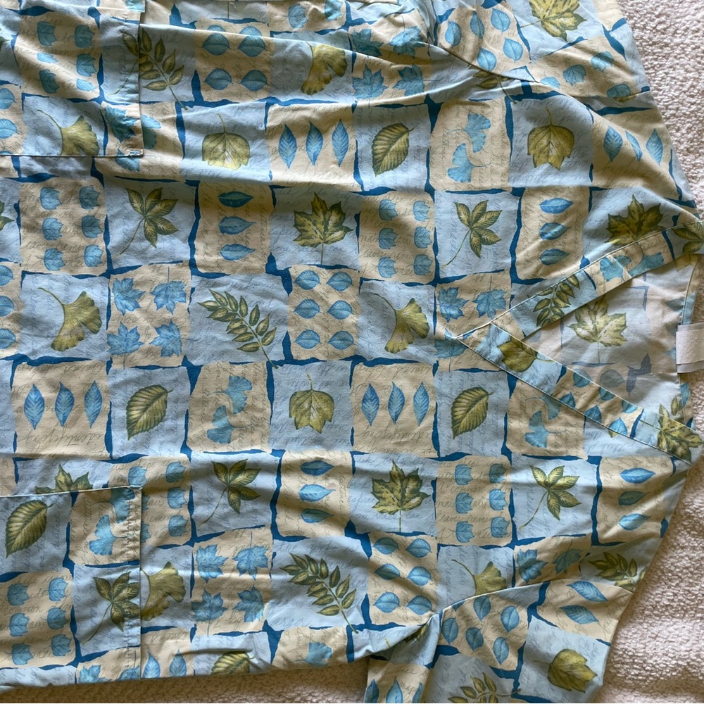 Leaf Patterned Blue and Green Nurses Scrub Top